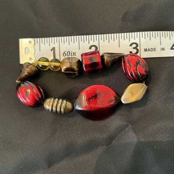 NWT Angelas Designs handmade one of a kind red and black beaded stretch bracelet - Picture 6 of 6